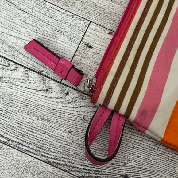 Coach Pink and Orange Striped Pouch - Picture 7 of 7